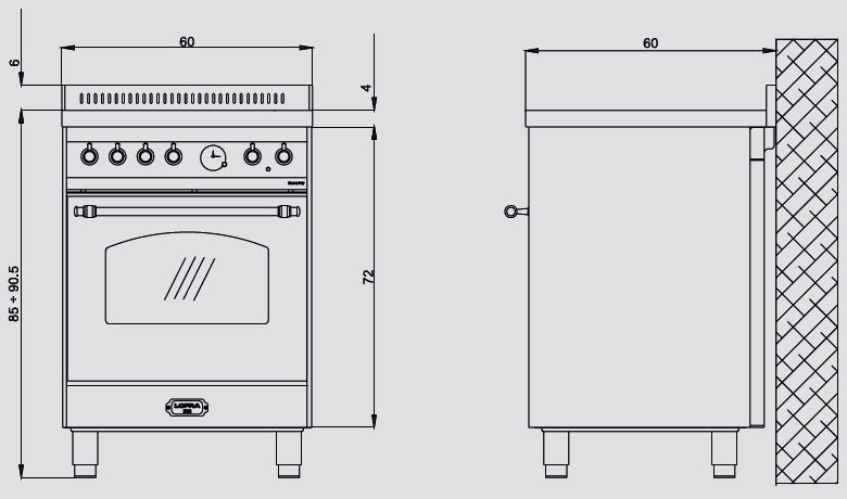 LOFRA - DOLCEVITA INDUKTION - SINGLE OVEN 60cm - RBI 66 MFT/ 4I - Ivory - Messing Finish