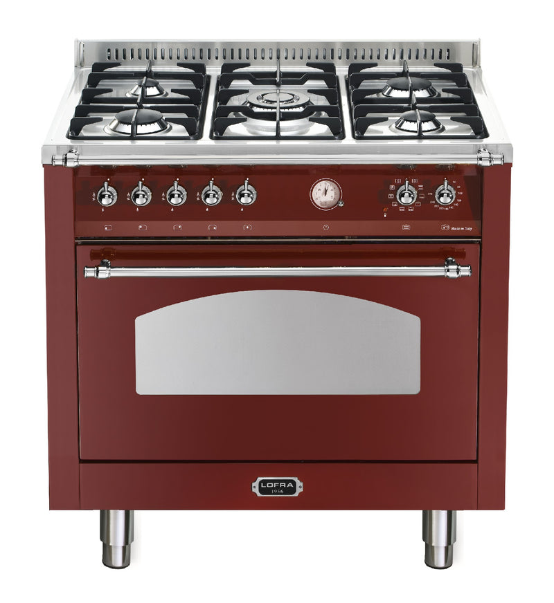 LOFRA - DOLCEVITA - SINGLE OVEN 90 cm - RRG 96 MFT/ CI - Burgundy - Chrome Finish