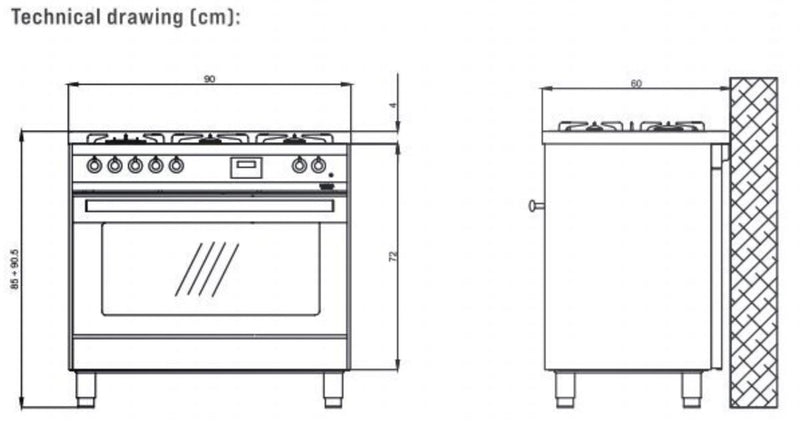 LOFRA - VENEZIA - ENKELE OVEN 90 cm - PG 96 WMFT/ AEO - Roestvrij staal 