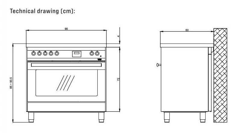 LOFRA - VENEZIA INDUKTION - SINGLE OVEN - PNMG 96 WMFT/ 5I - EDELSTAHL BLACK DOOR