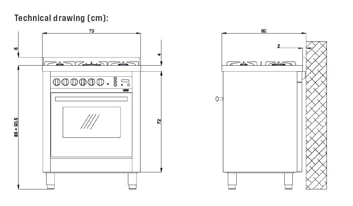 LOFRA - RAINBOW - SINGLE OVEN 70 cm - PNM 76 MFT / C - Black