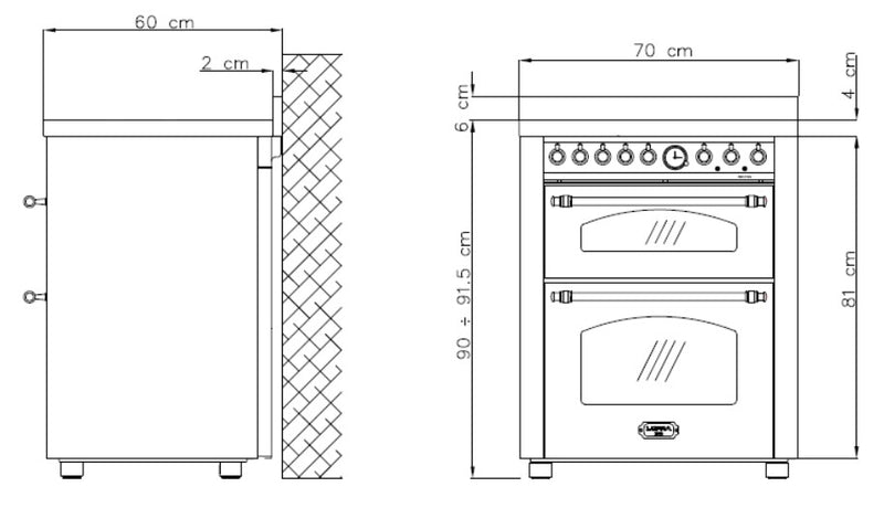 LOFRA - DOLCEVITA INDUKTION - DOUBLE OVEN 70 cm - RNMUD 76 MFTE/ 4I - Black - Chrome Finish