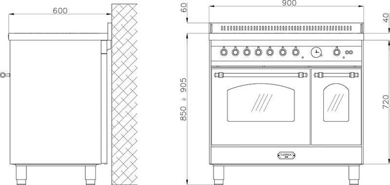 LOFRA - DOLCEVITA INDUKTION - DOUBLE OVEN 90 cm - RBID 96 MFTE/ 5I - Ivory - Chrome Finish