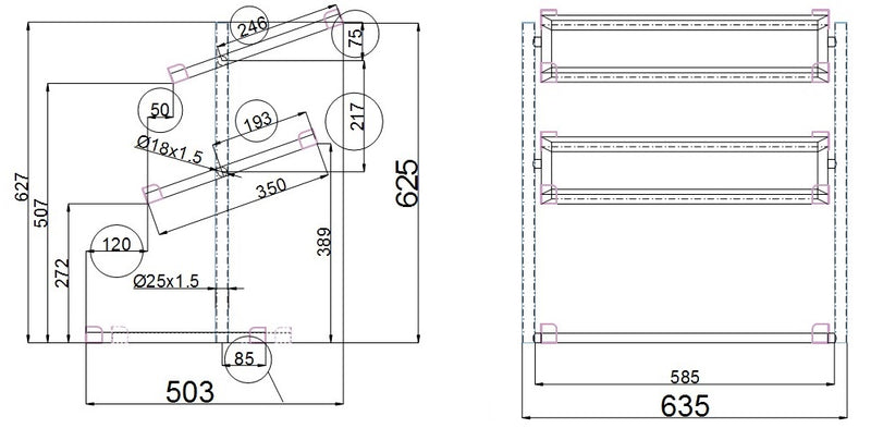 Corbeille à pain COMBISTEEL ETAGERE 3 HOOG BREED 