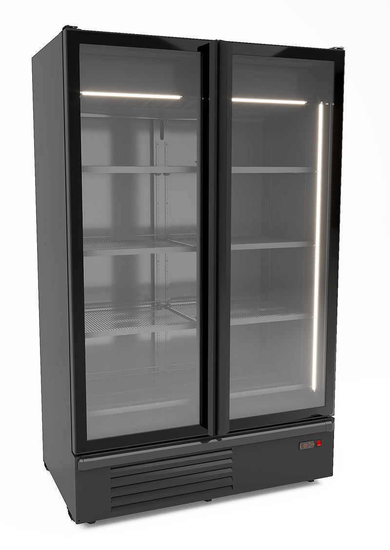 COMBISTEEL KÜHLSCHRANK 2 GLASTÜREN SCHWARZ 1200L