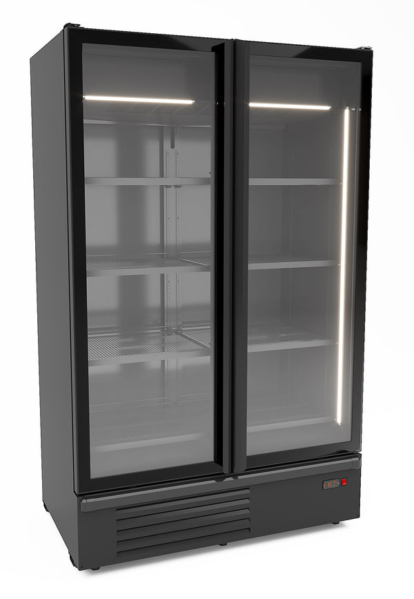 COMBISTEEL TIEFKÜHLSCHRANK 2 GLASTÜREN SCHWARZ 1230L