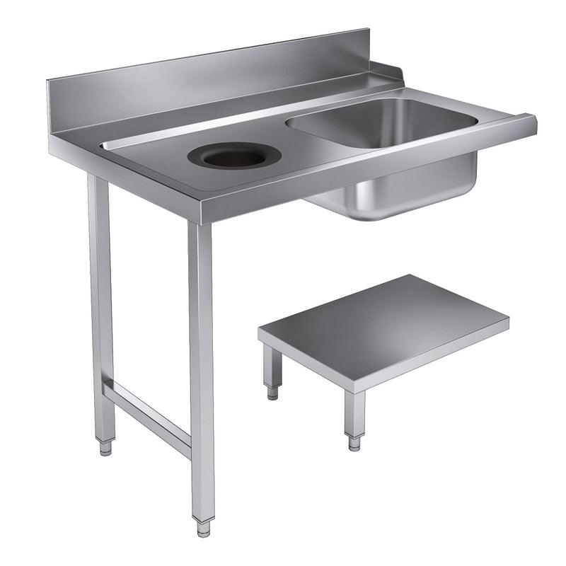 BASE DE TABLE D'ALIMENTATION COMBISTEEL AVEC TROU DE DÉCHET 1200 GAUCHE POUR 7280.0045-0046