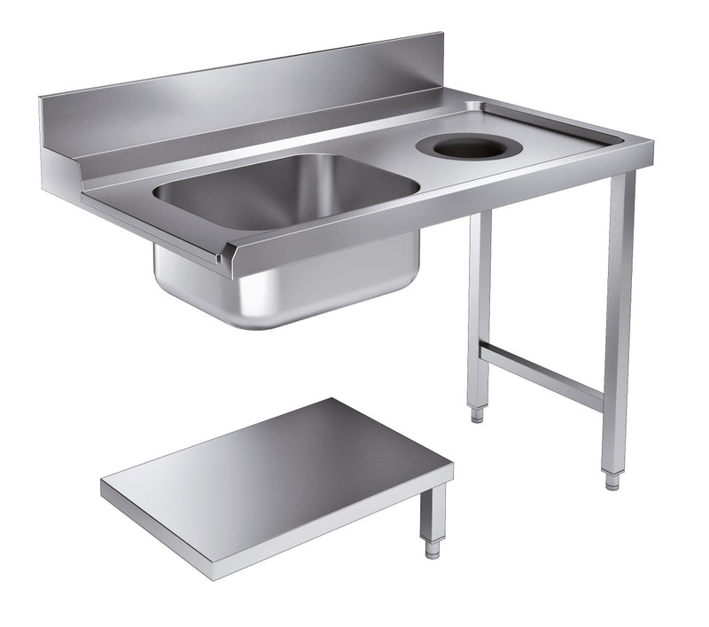 BASE DE TABLE D'ALIMENTATION COMBISTEEL AVEC TROU DE DÉCHET 1200 À DROITE POUR 7280.0045-0046