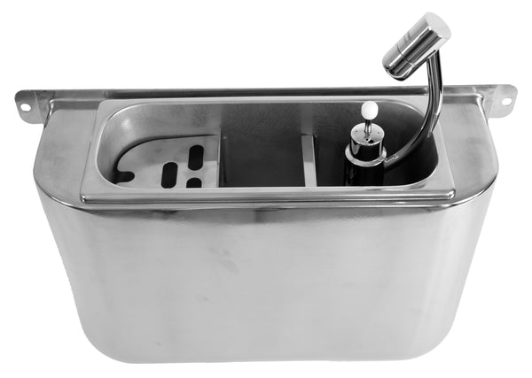 ÉVIER COMBISTEEL POUR CUILLÈRES À GLACE AVEC DOUCHE POUR CUILLÈRES À GLACE 410X120X270 AVEC TROU D'ÉVACUATION D'EAU, RACCORDEMENT D'EAU ET TUYAU DE TROP-PLEIN 