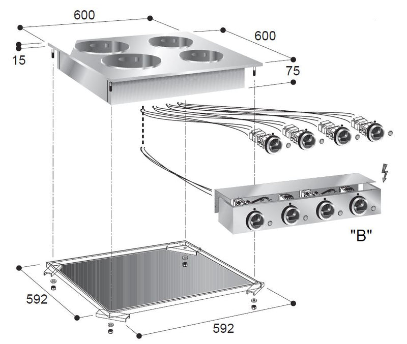 CUISINIÈRE ÉLECTRIQUE COMBISTEEL 4 PLAQUES