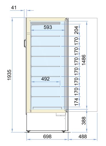 COMBISTEEL TIEFKÜHLSCHRANK GLASTÜR MARIN STATISCHER