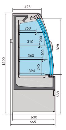 COMBISTEEL KÜHLVITRINE NOAH MIT SCHIEBETÜREN 1.3