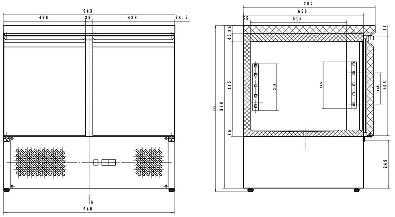 COMBISTEEL VRIESTAFEL 2 DEUREN