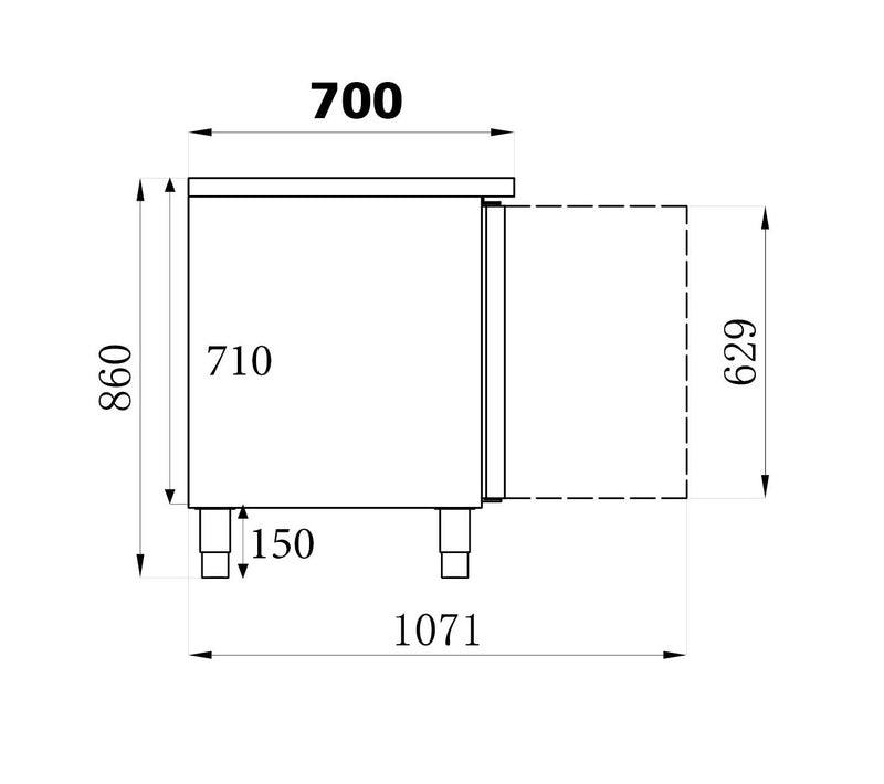 COMBISTEEL 700 KOELKAST SPOELBAK 2 DEUREN 