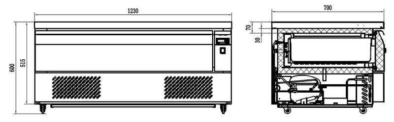 COMBISTEEL KOELKAST/VRIESTAFEL 1 LADE 3X 1/1 GN