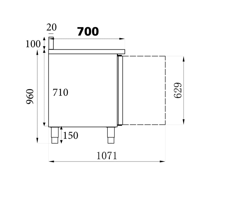 TABLE RÉFRIGÉRÉE COMBISTEEL DOSSIER 2 PORTES