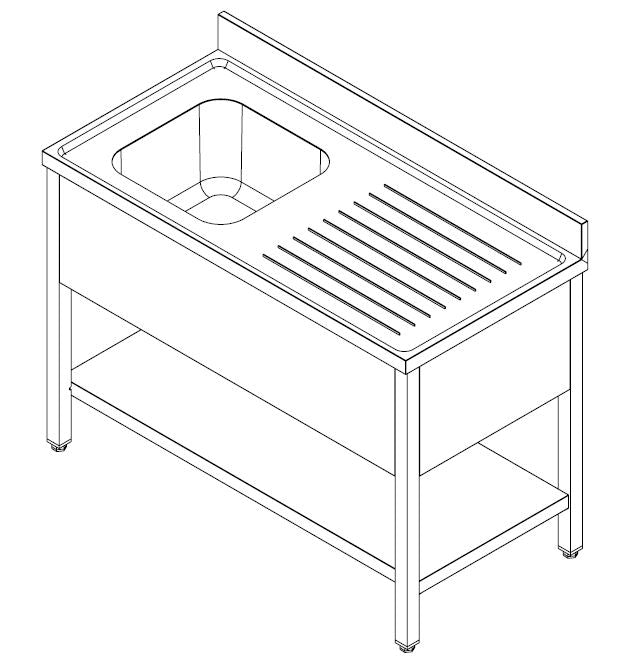 BASE D'ÉVIER COMBISTEEL 700 AMOVIBLE 1 GAUCHE 1200 