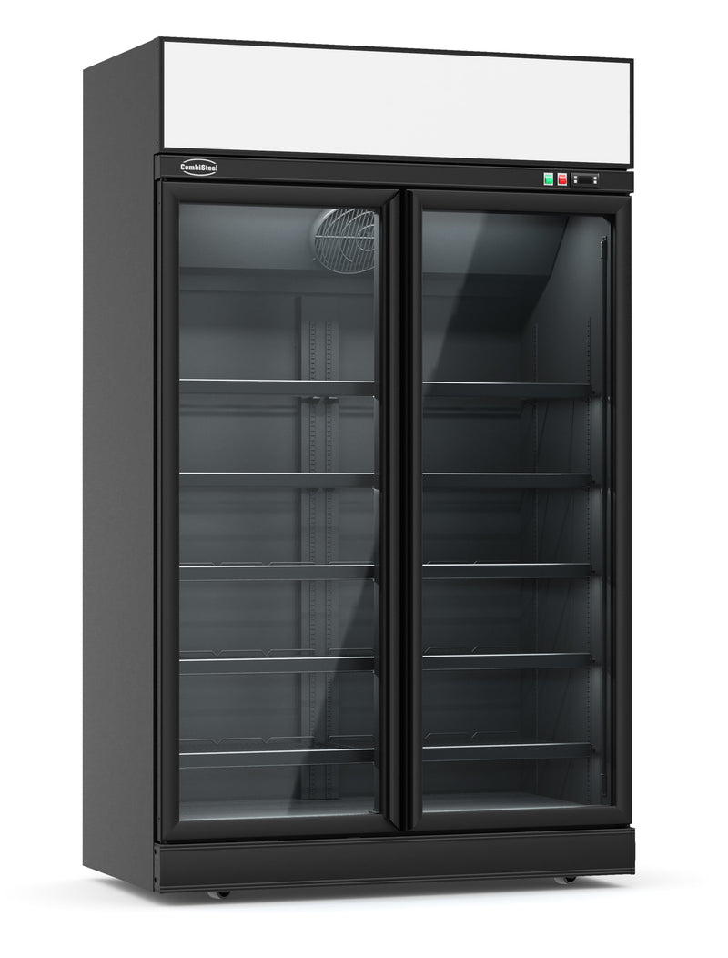 COMBISTEEL KÜHLSCHRANK 2 GLASTÜREN SCHWARZ/ANTHRAZIT INS-1000R BL