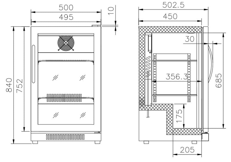 COMBISTEEL BARKÜHLER SCHWARZ 1 KOMPLETTE GLASTÜR