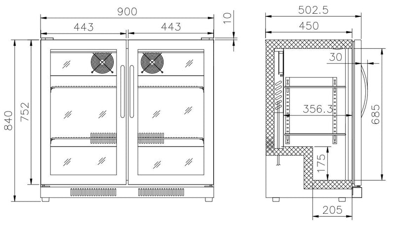 COMBISTEEL BARKÜHLER SCHWARZ 2 KOMPLETTE GLASTÜREN