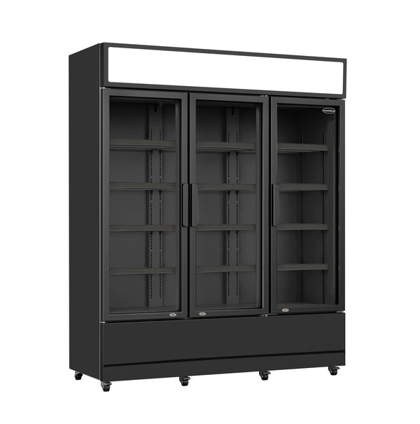 RÉFRIGÉRATEUR COMBISTEEL 3 PORTES VITRÉES NOIR FCU-1200 BL