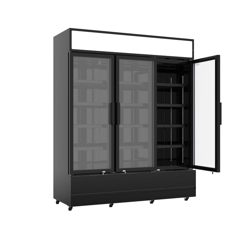 RÉFRIGÉRATEUR COMBISTEEL 3 PORTES VITRÉES NOIR FCU-1200 BL