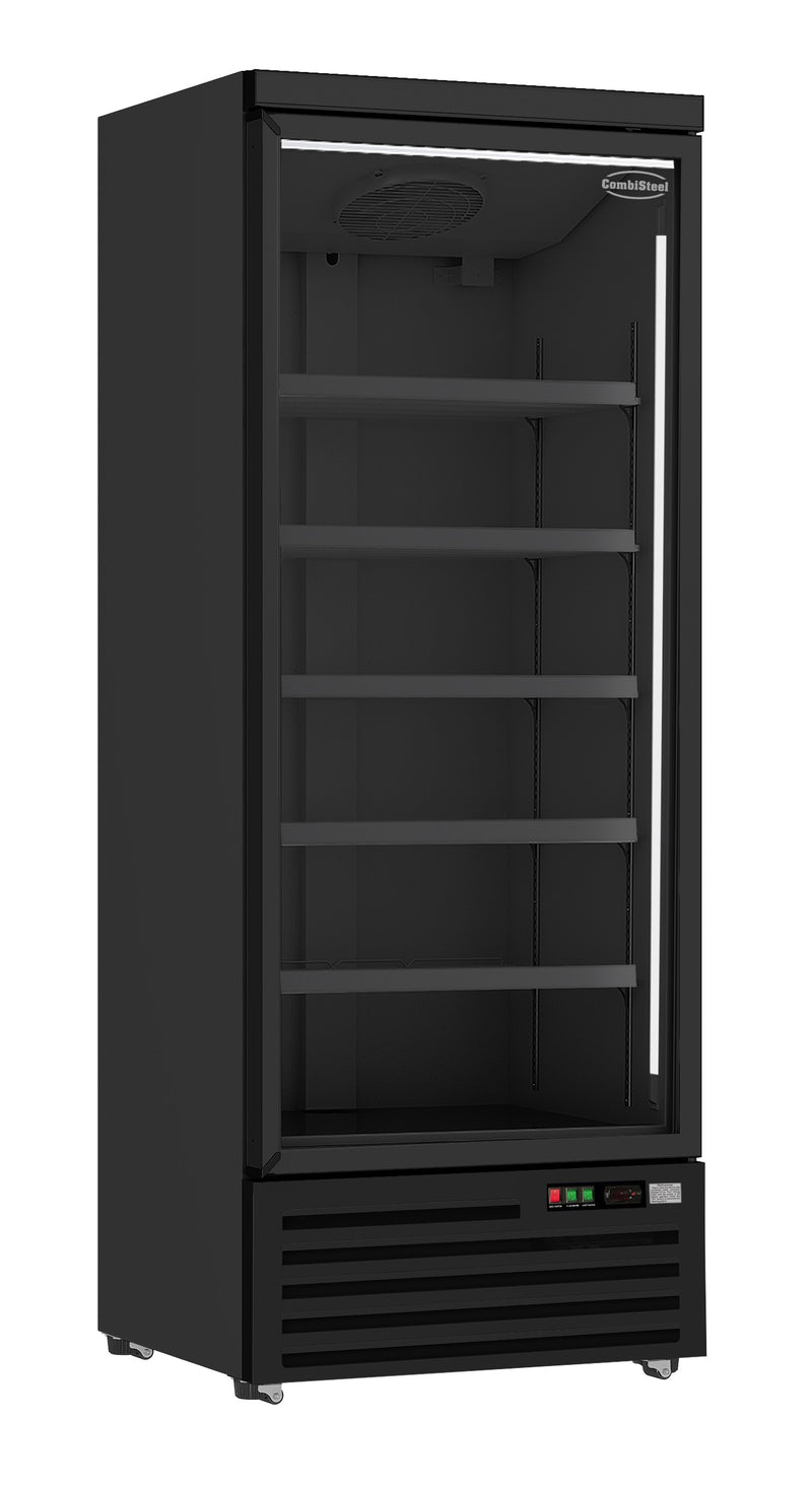 RÉFRIGÉRATEUR COMBISTEEL 1 PORTE VITRÉE NOIR JDE-600R BL