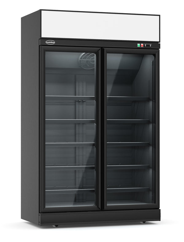 COMBISTEEL KÜHLSCHRANK 2 GLASTÜREN SCHWARZ INS-1000R BL