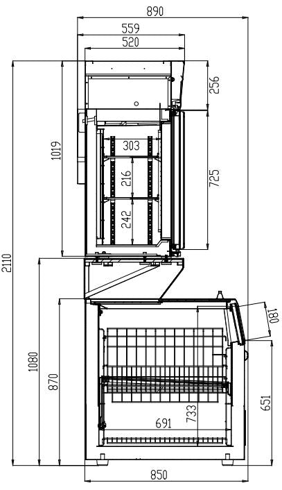 COMBISTEEL WANDKÜHLUNG/TIEFKÜHLING WEIß 3 GLASTÜREN