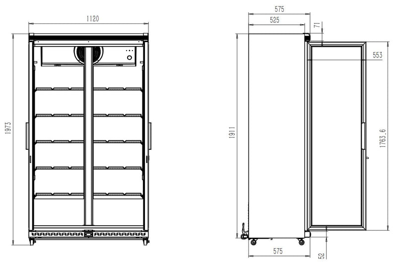 RÉFRIGÉRATEUR COMBISTEEL 2 PORTES VITRÉES AVL-785R