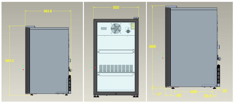 COMBISTEEL KOELKAST TAFELMODEL GLAZEN DEUR 136L ZWART 