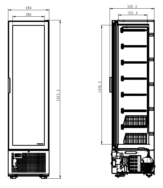 CONGÉLATEUR COMBISTEEL 1 PORTE VITRÉE 221L