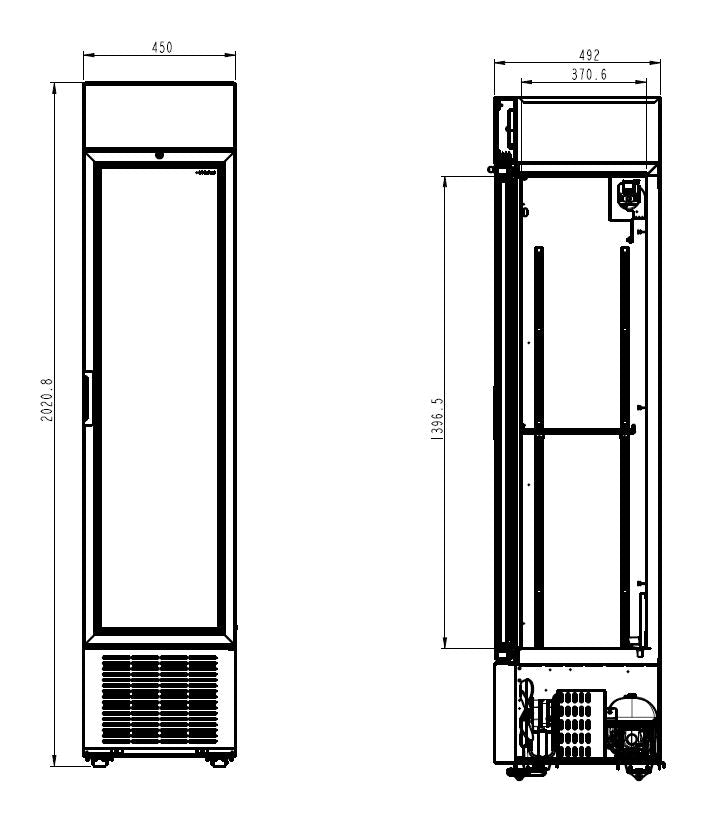 COMBISTEEL KOELKAST 1 GLAZEN DEUR ZWART 232L