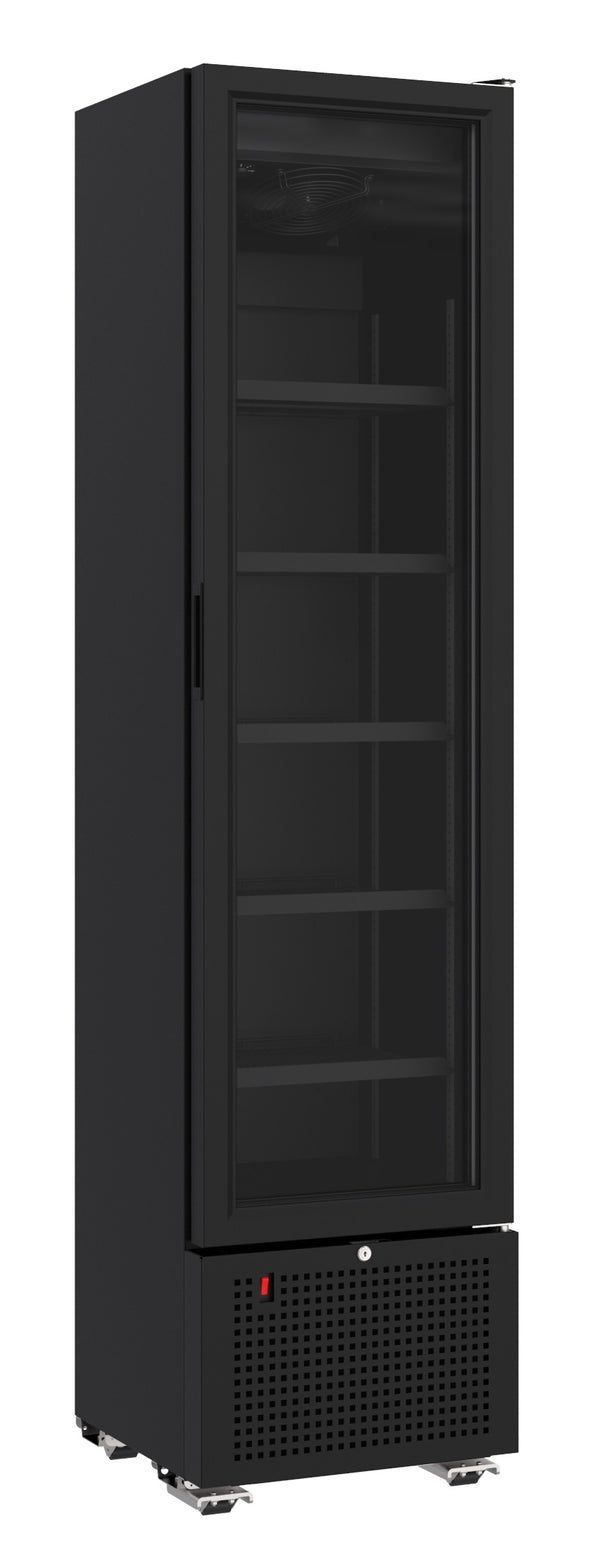 COMBISTEEL KÜHLSCHRANK 1 GLASTÜR SCHWARZ 221L