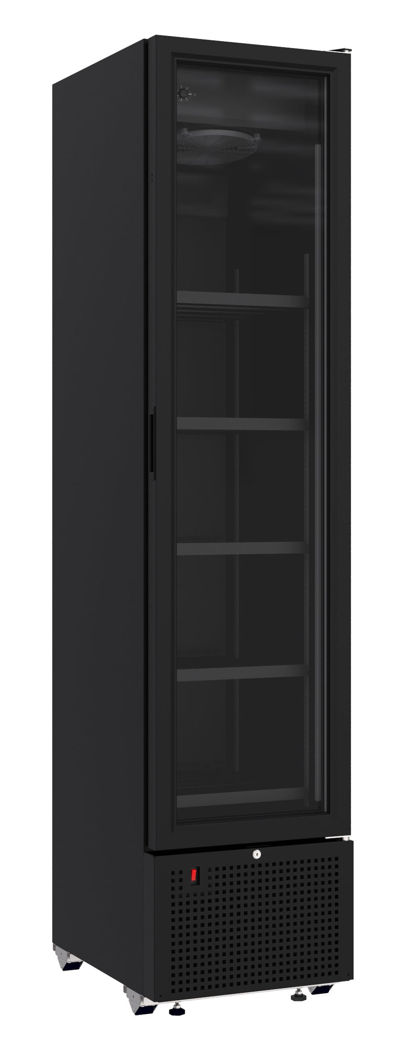 COMBISTEEL KÜHLSCHRANK 1 GLASTÜR SCHWARZ 348L