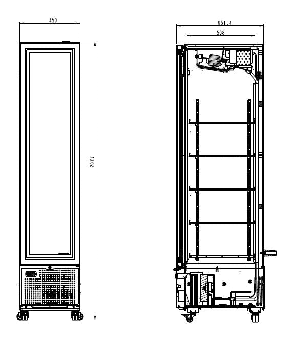 RÉFRIGÉRATEUR COMBISTEEL 1 PORTE VITRÉE NOIR 348L