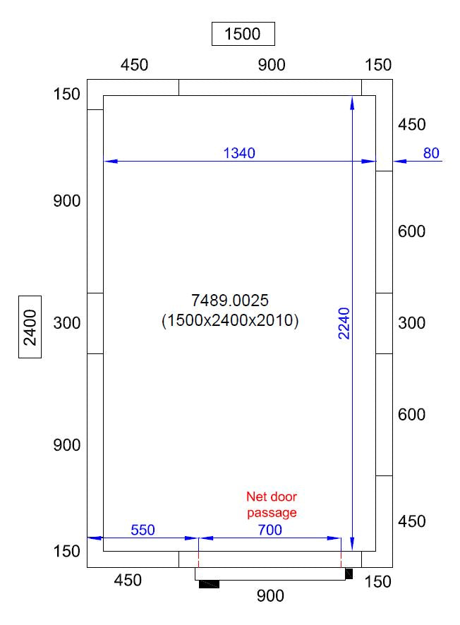 COMBISTEEL KOEL- EN VRIESCEL 1500X2400X2010