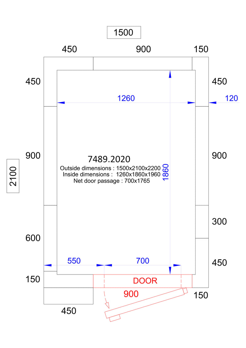 COMBISTEEL KOEL- EN VRIESCEL 1500x2100x2200 - 120 MM