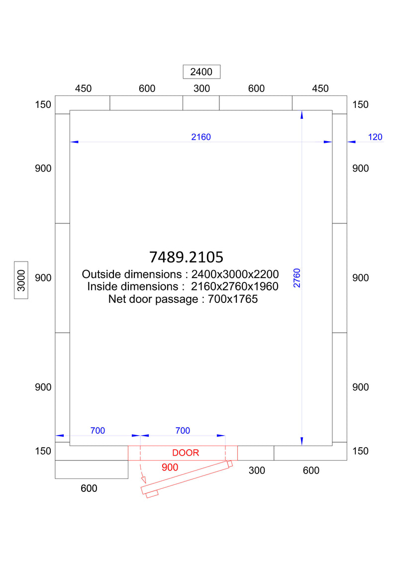 CELLULE DE REFROIDISSEMENT ET DE CONGÉLATION COMBISTEEL 2400x3000x2200 - 120 MM 