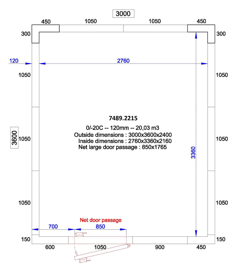 COMBISTEEL KOEL- EN VRIESCEL 3000x3600x2400 - 120 MM 