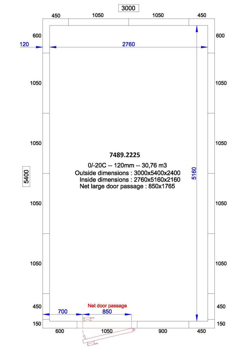 COMBISTEEL KOEL- EN VRIESCEL 3000x5400x2400 - 120 MM 