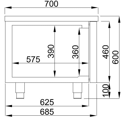 TABLE RÉFRIGÉRÉE COMBISTEEL 650 HAUT 3 PORTES