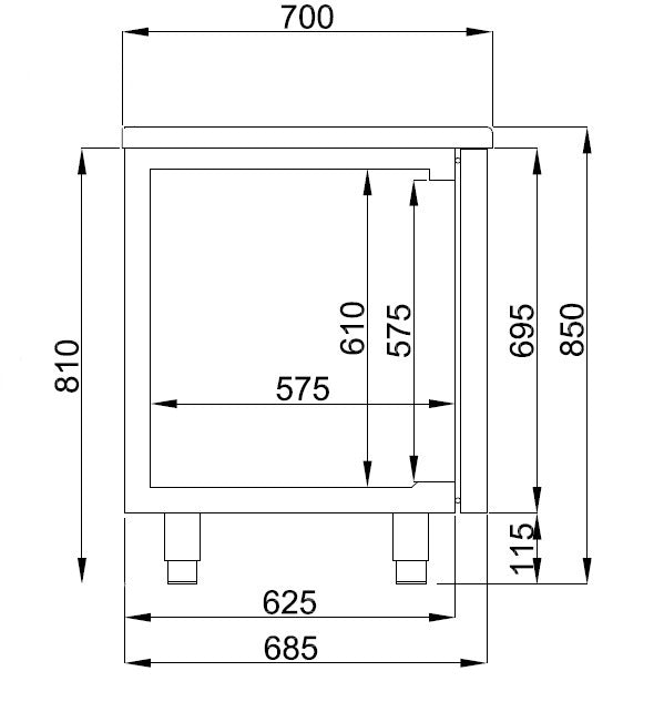 COMBISTEEL 700 GEKOELDE WERKBANK 2 DEUREN MONOBLOCK ENERGY LINE 