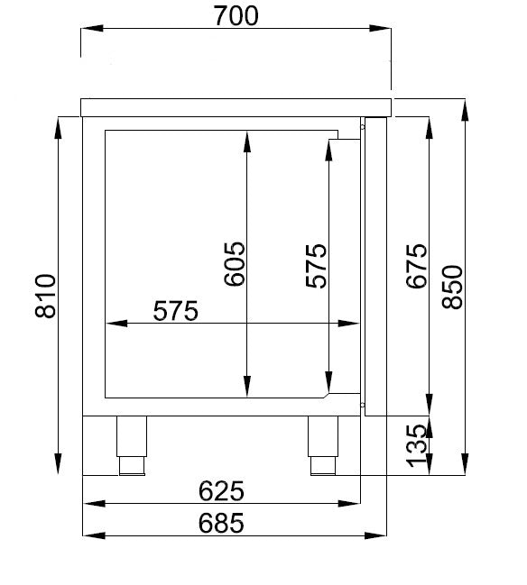 COMBISTEEL 700 KOELKASTTAFEL 2 DEUREN 