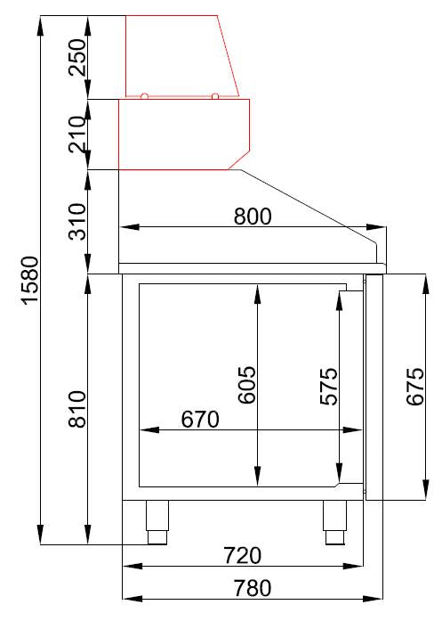 TABLE À PIZZA COMBISTEEL AVEC 2 PORTES