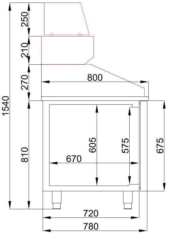 TABLE À PIZZA COMBISTEEL AVEC 1 PORTE ET 5 TIROIRS