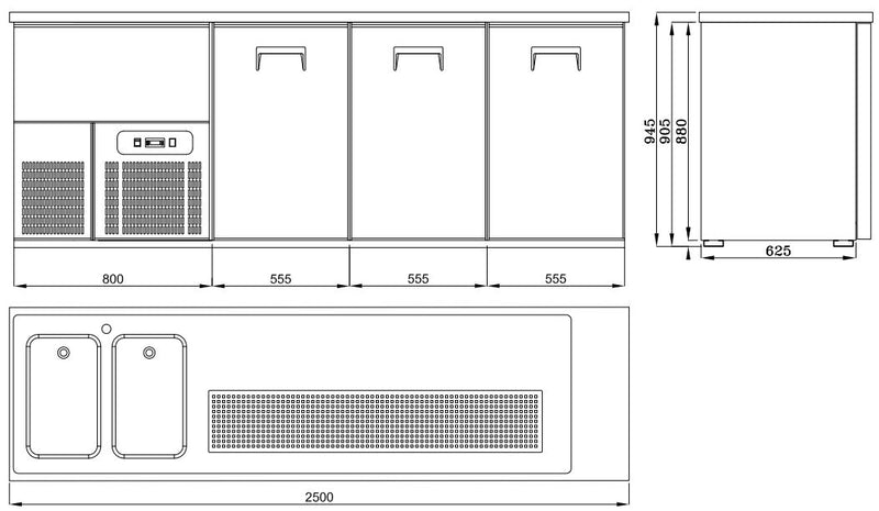 COMBISTEEL BIERKAST 3 DEUREN 2L 