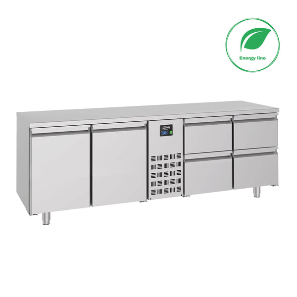 COMPTOIR RÉFRIGÉRÉ COMBISTEEL 700 2 PORTES ET 4 TIROIRS MONOBLOC 