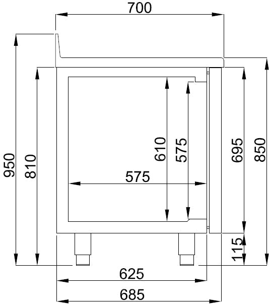 COMBISTEEL 700 KÜHLTISCH AUFKANTUNG 3 TÜREN MONO BLOCK