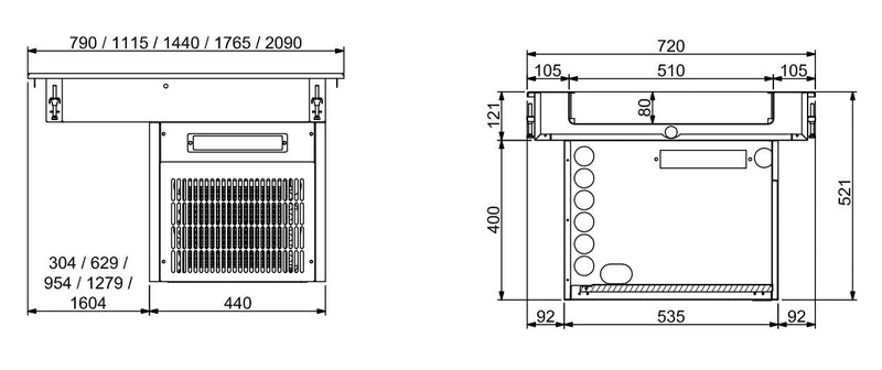 COMBISTEEL EINBAUKÜHLWANNE 2/1 - 80MM